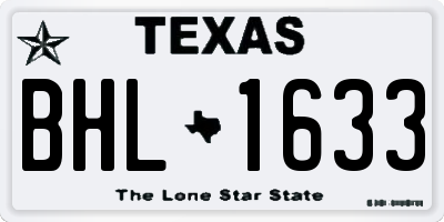 TX license plate BHL1633