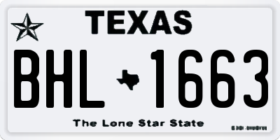 TX license plate BHL1663