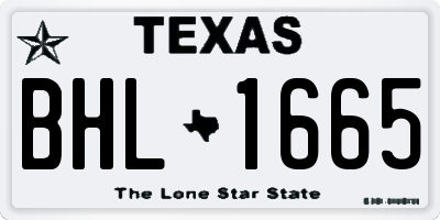 TX license plate BHL1665