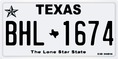 TX license plate BHL1674