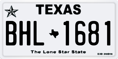 TX license plate BHL1681