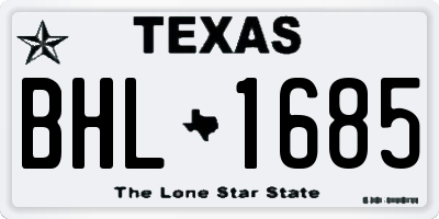 TX license plate BHL1685