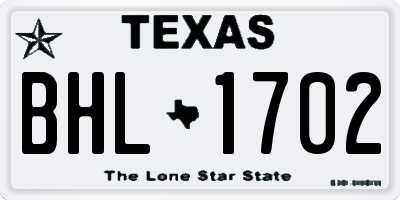 TX license plate BHL1702