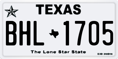 TX license plate BHL1705