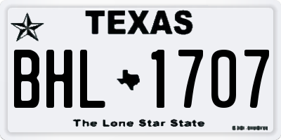 TX license plate BHL1707