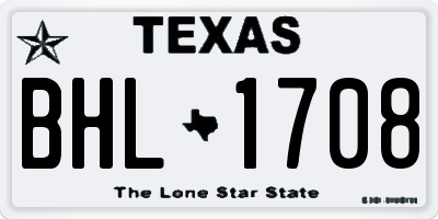 TX license plate BHL1708