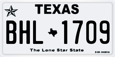 TX license plate BHL1709