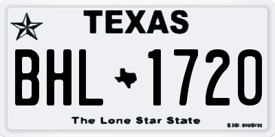 TX license plate BHL1720