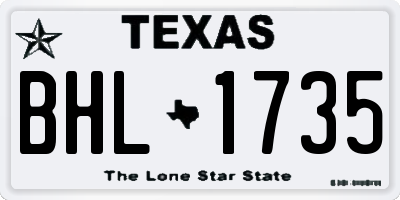 TX license plate BHL1735