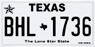 TX license plate BHL1736