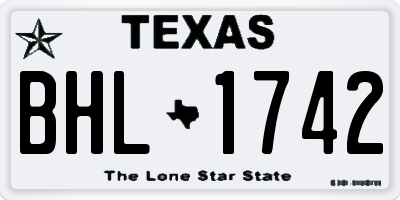 TX license plate BHL1742