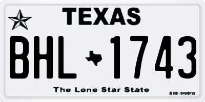 TX license plate BHL1743