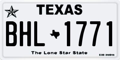 TX license plate BHL1771
