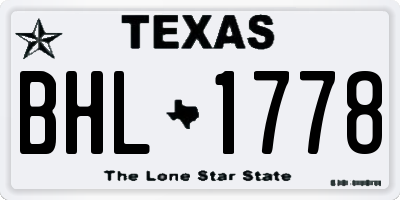 TX license plate BHL1778