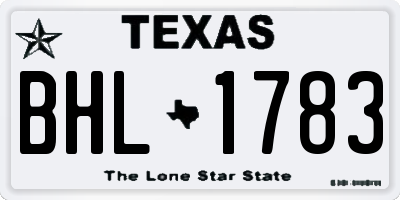 TX license plate BHL1783