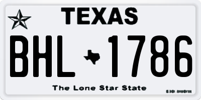 TX license plate BHL1786