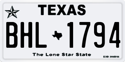TX license plate BHL1794