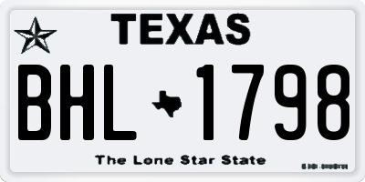 TX license plate BHL1798