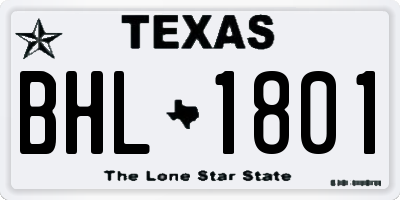 TX license plate BHL1801