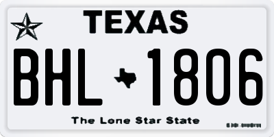 TX license plate BHL1806