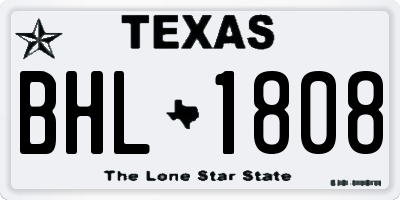 TX license plate BHL1808