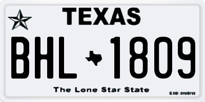 TX license plate BHL1809