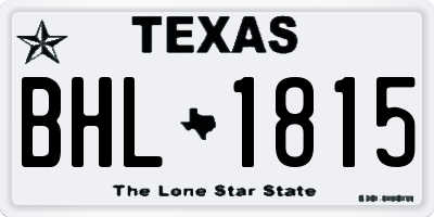 TX license plate BHL1815