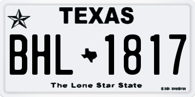 TX license plate BHL1817