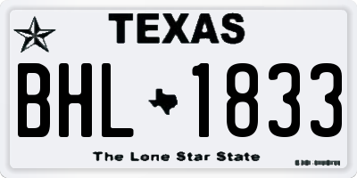TX license plate BHL1833