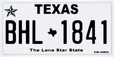 TX license plate BHL1841