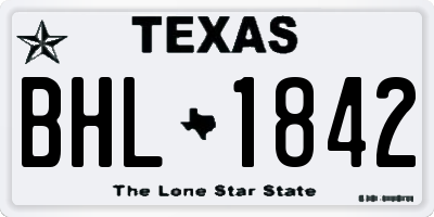 TX license plate BHL1842