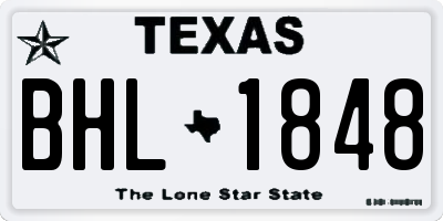 TX license plate BHL1848