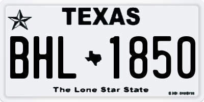 TX license plate BHL1850
