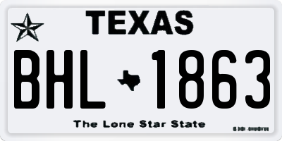 TX license plate BHL1863