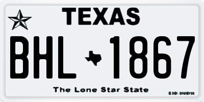 TX license plate BHL1867