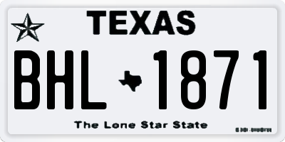 TX license plate BHL1871