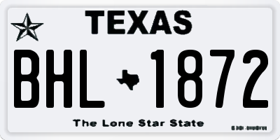 TX license plate BHL1872