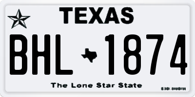 TX license plate BHL1874