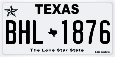 TX license plate BHL1876