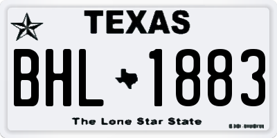 TX license plate BHL1883