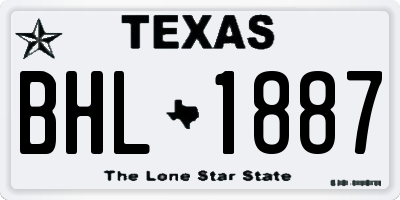 TX license plate BHL1887