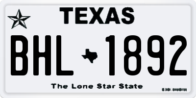 TX license plate BHL1892