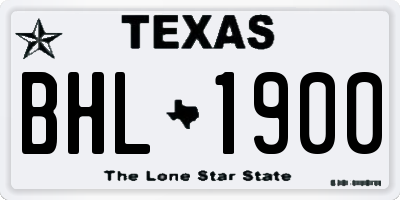 TX license plate BHL1900