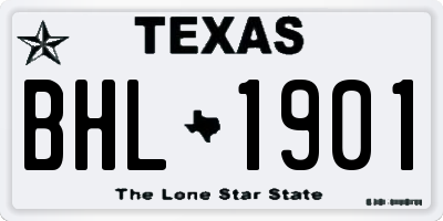 TX license plate BHL1901