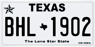 TX license plate BHL1902