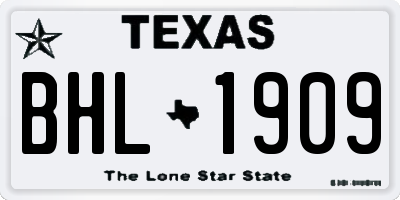 TX license plate BHL1909