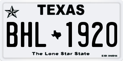 TX license plate BHL1920