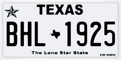 TX license plate BHL1925