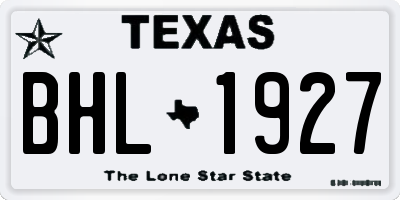 TX license plate BHL1927