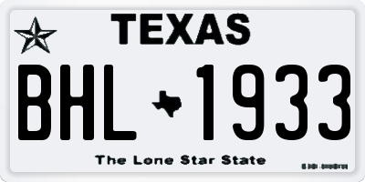 TX license plate BHL1933